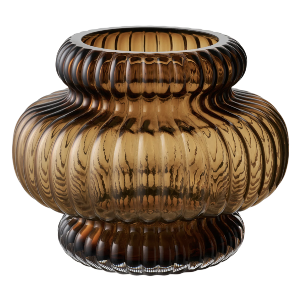 brun-vase-nr1 Mundblæst vase i smoked brun – Ø20 × H16 cm