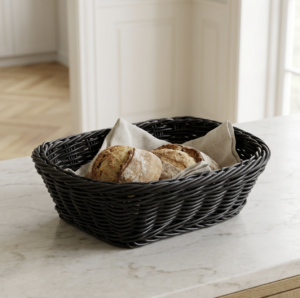 Brødkurv i sort plast – 19 × 16 × H5 cm