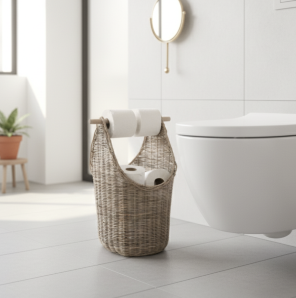 toiletkurv-nr1 Toiletrulleholder i rattan – kurv 40 × 28 × H50 cm